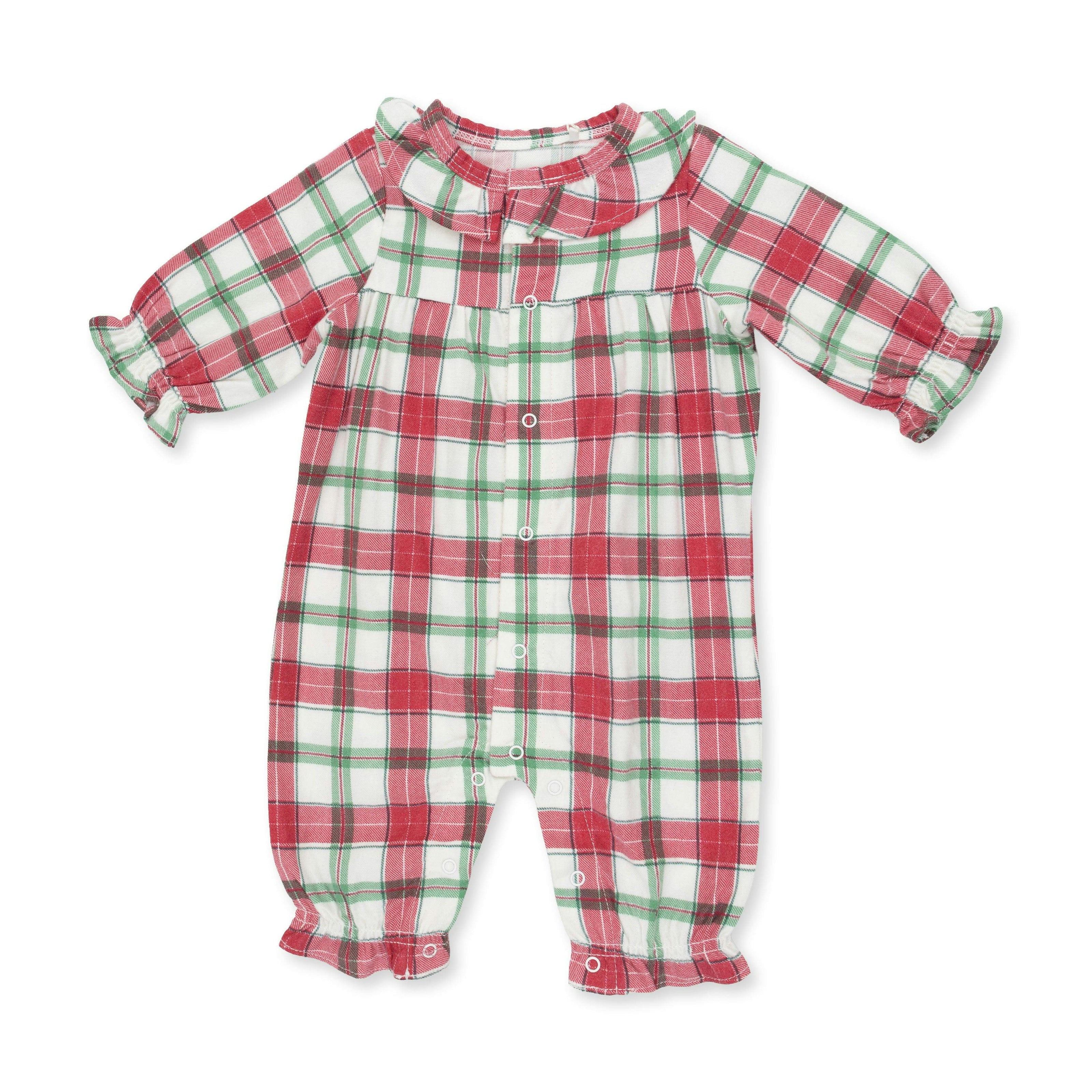 Holiday Plaid - Long Sleeve Ruffle Collar Romper