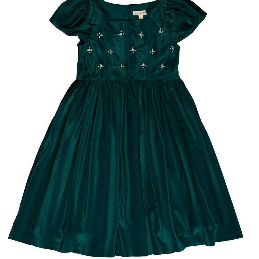 Mini Tiara Dress in Green Velvet