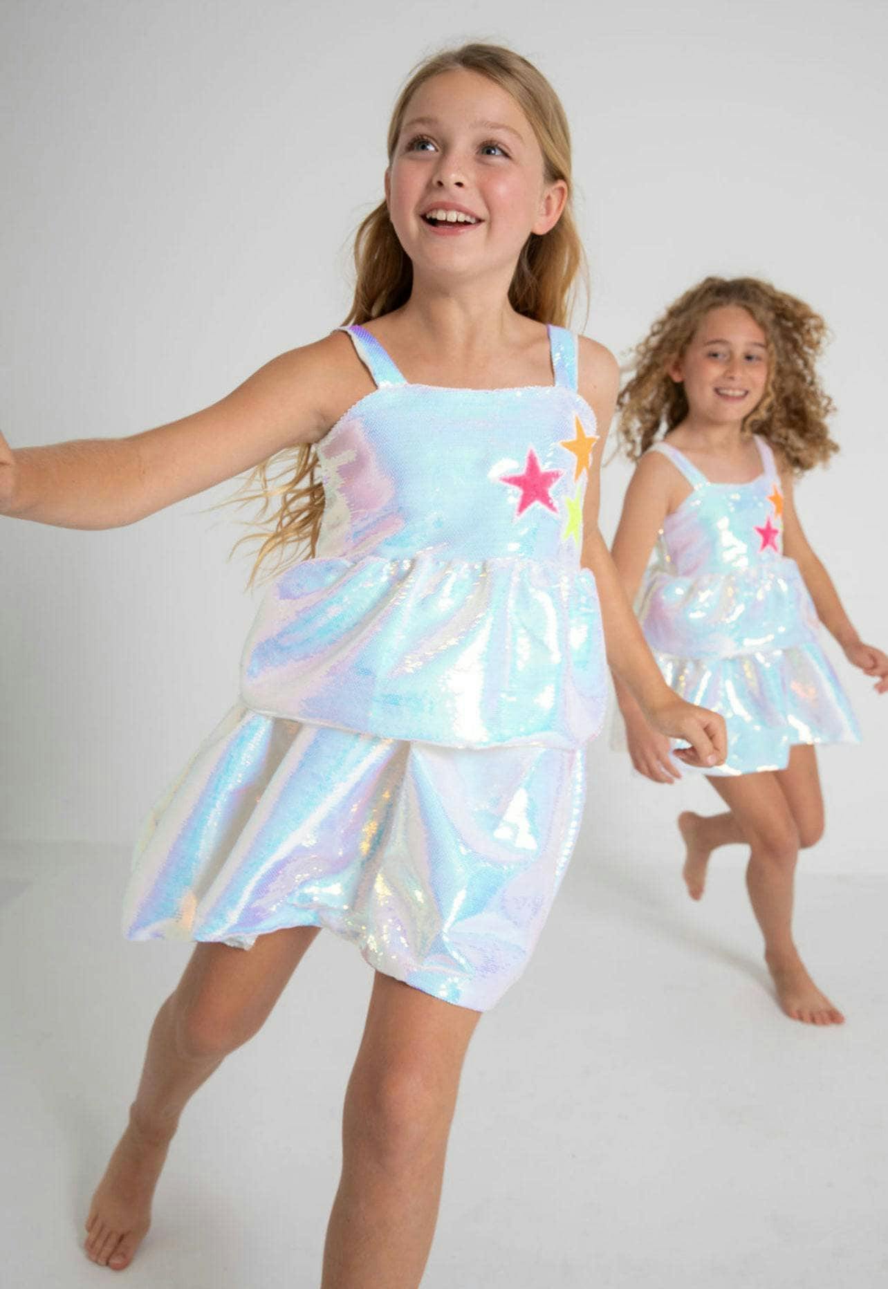 Tiered Stars Sequin Dress