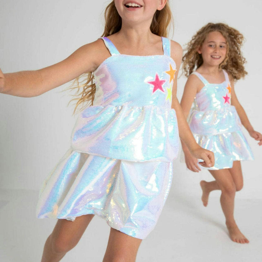 Tiered Stars Sequin Dress