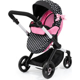 Bayer Design Dolls: Pram Xeo - Hearts Black & Pink
