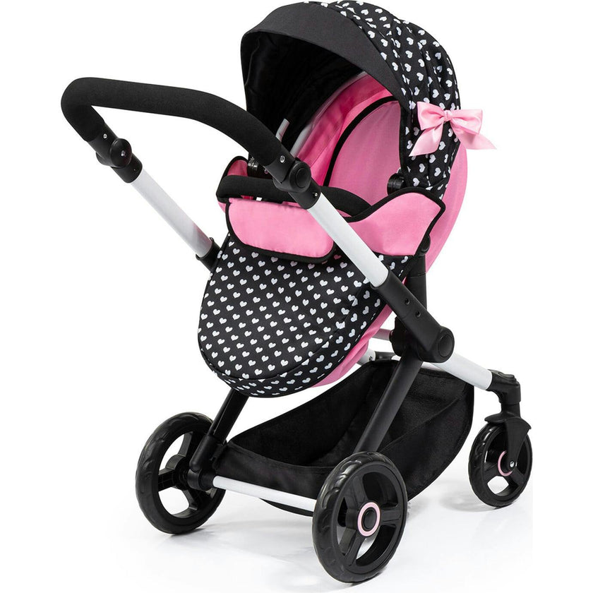 Bayer Design Dolls: Pram Xeo - Hearts Black & Pink
