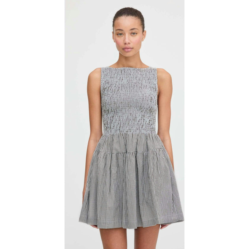 The Cosima Mini Nap Dress - Black/Sand Gingham