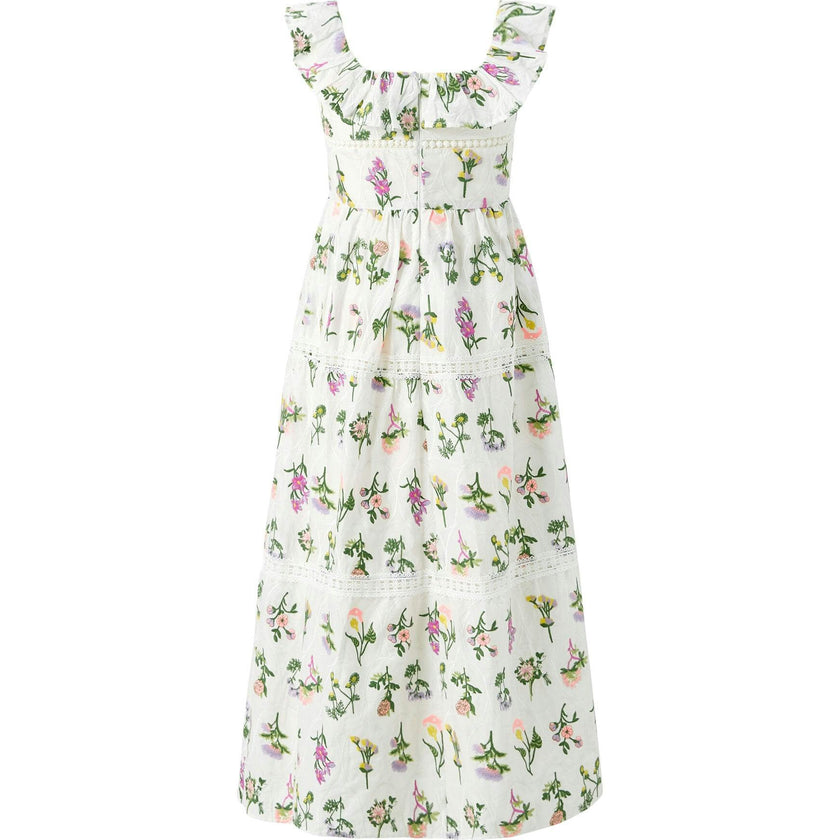Emely Frill Embroidered Maxi Dress