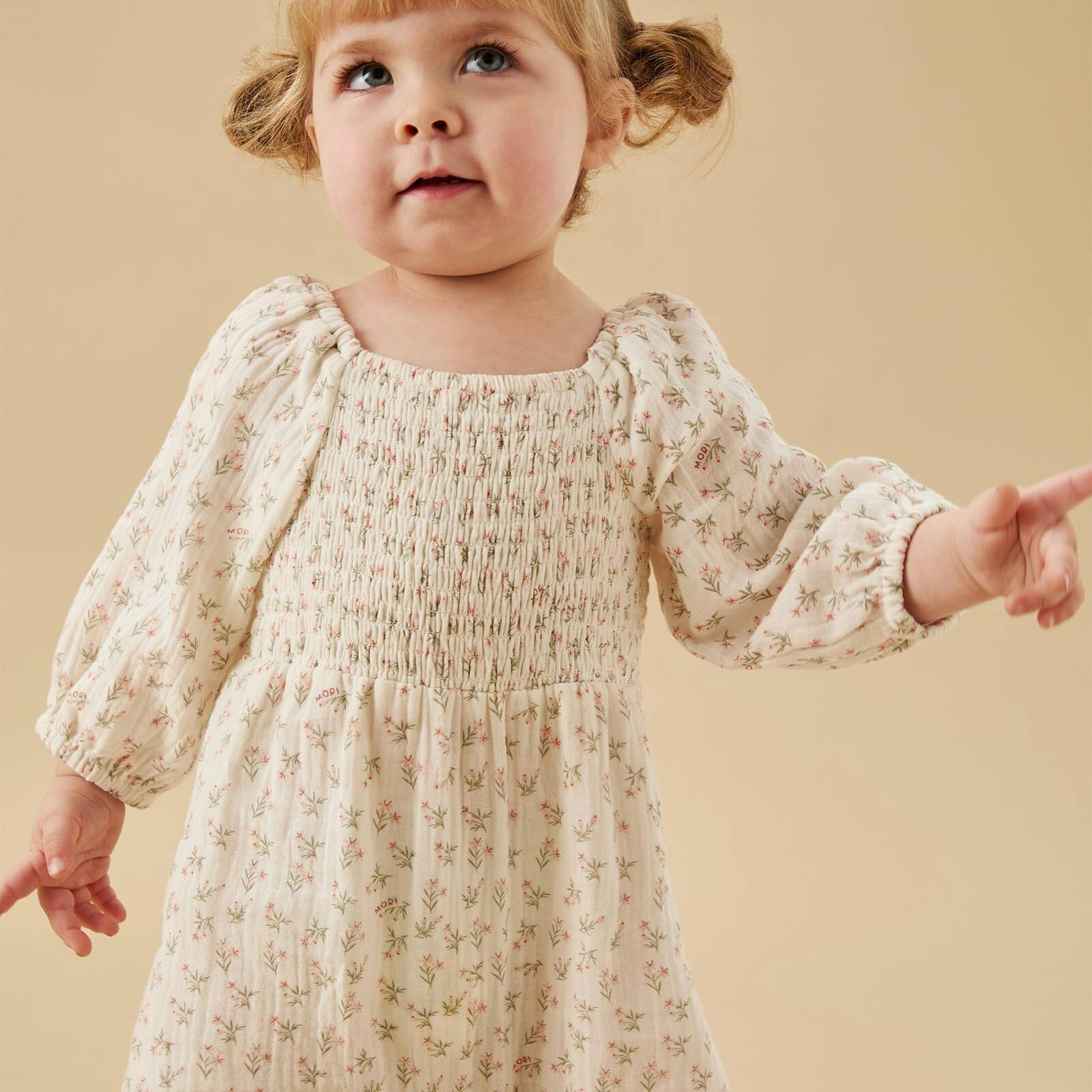 Floral Muslin Smocked Jumpsuit, Cream