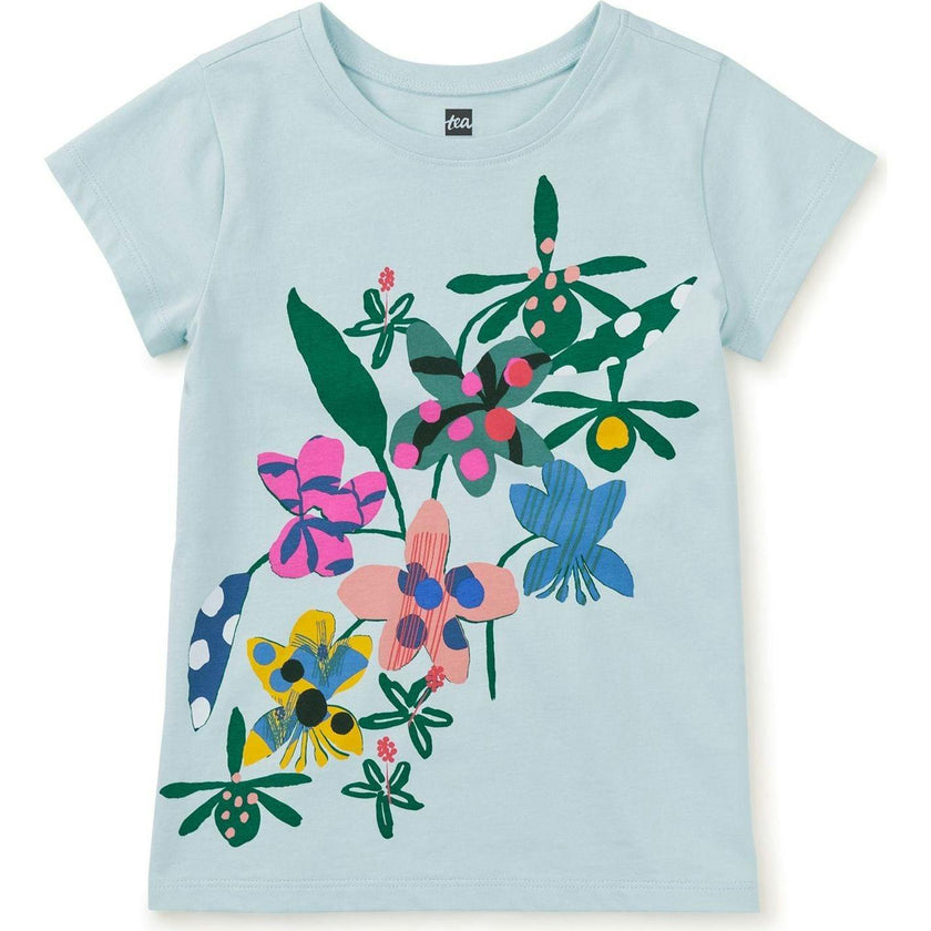 Tropical Orchids Graphic Tee, Blue