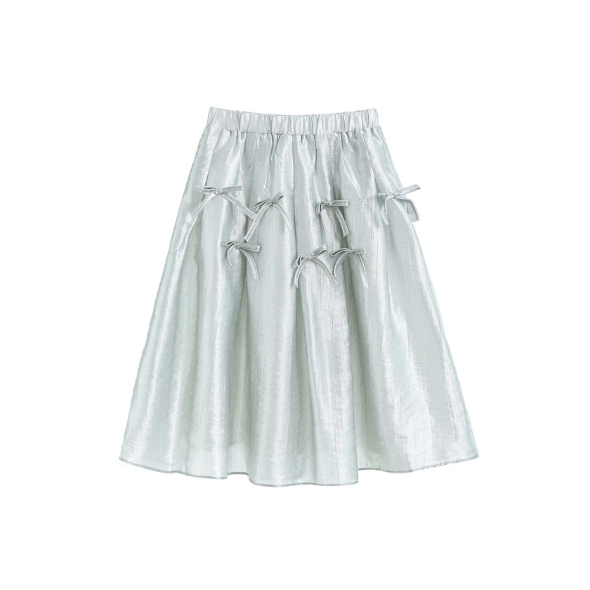Metallic Ruffle Bow Sleeveless Top & Skirt Set