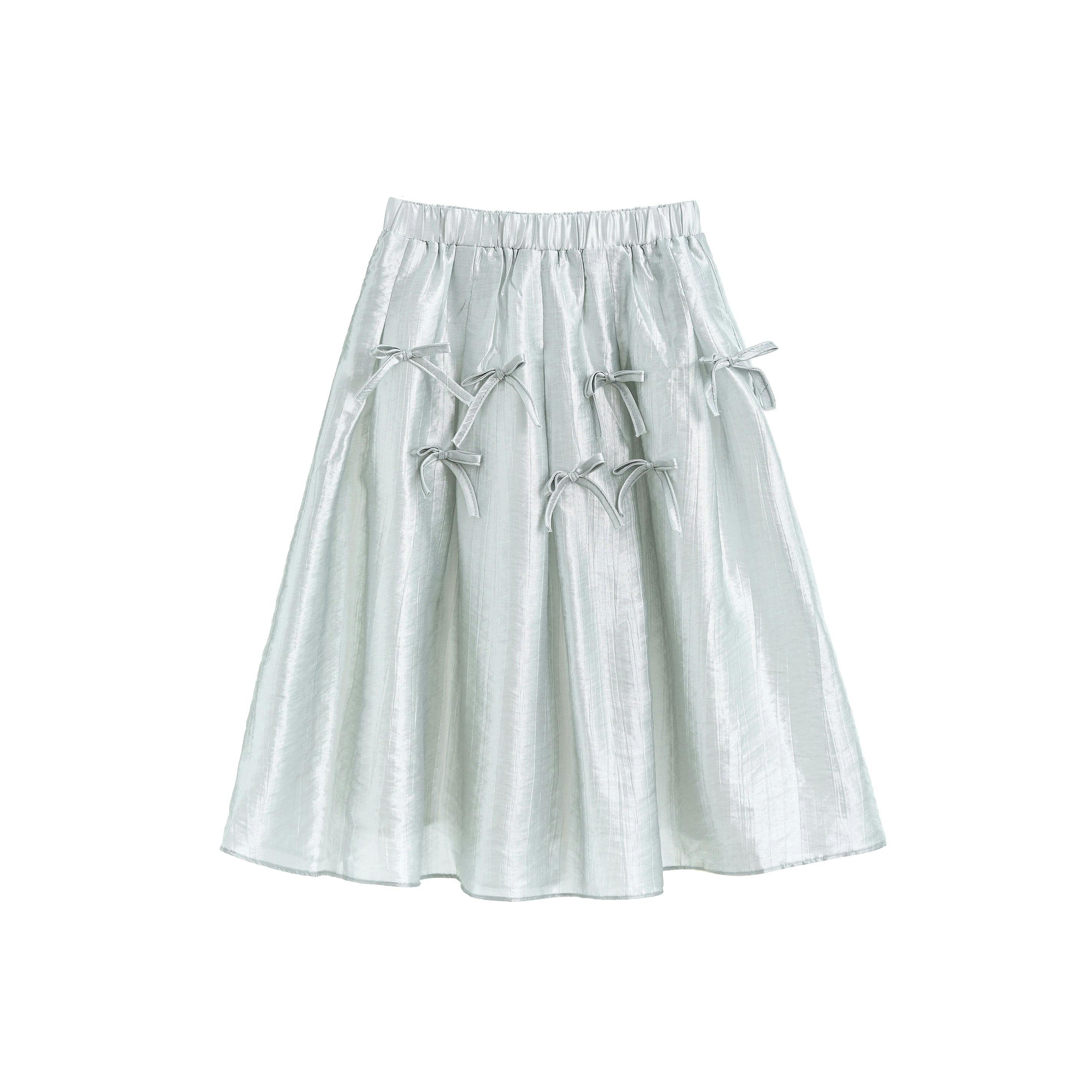 Metallic Ruffle Bow Sleeveless Top & Skirt Set
