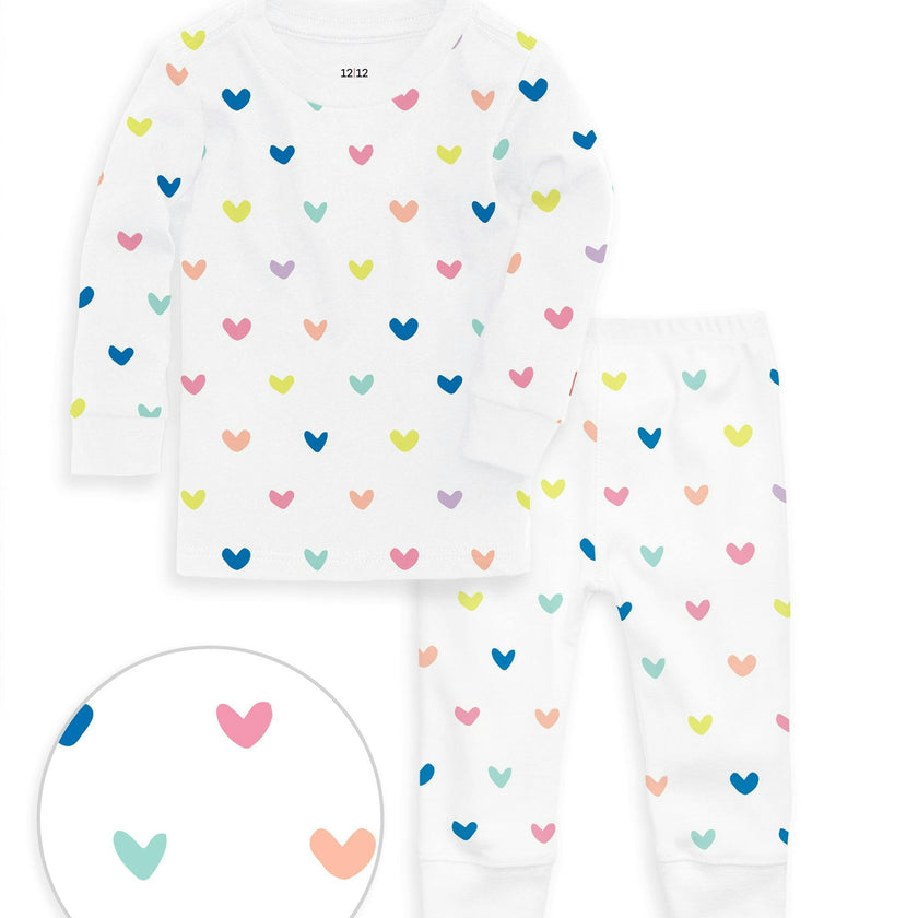 The Organic Long Sleeve Pajama Set [Rainbow Hearts]