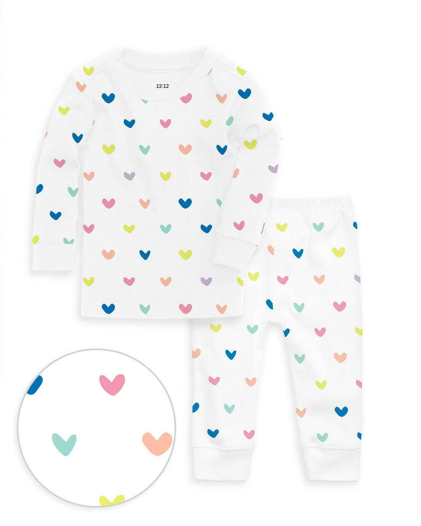 The Organic Long Sleeve Pajama Set [Rainbow Hearts]