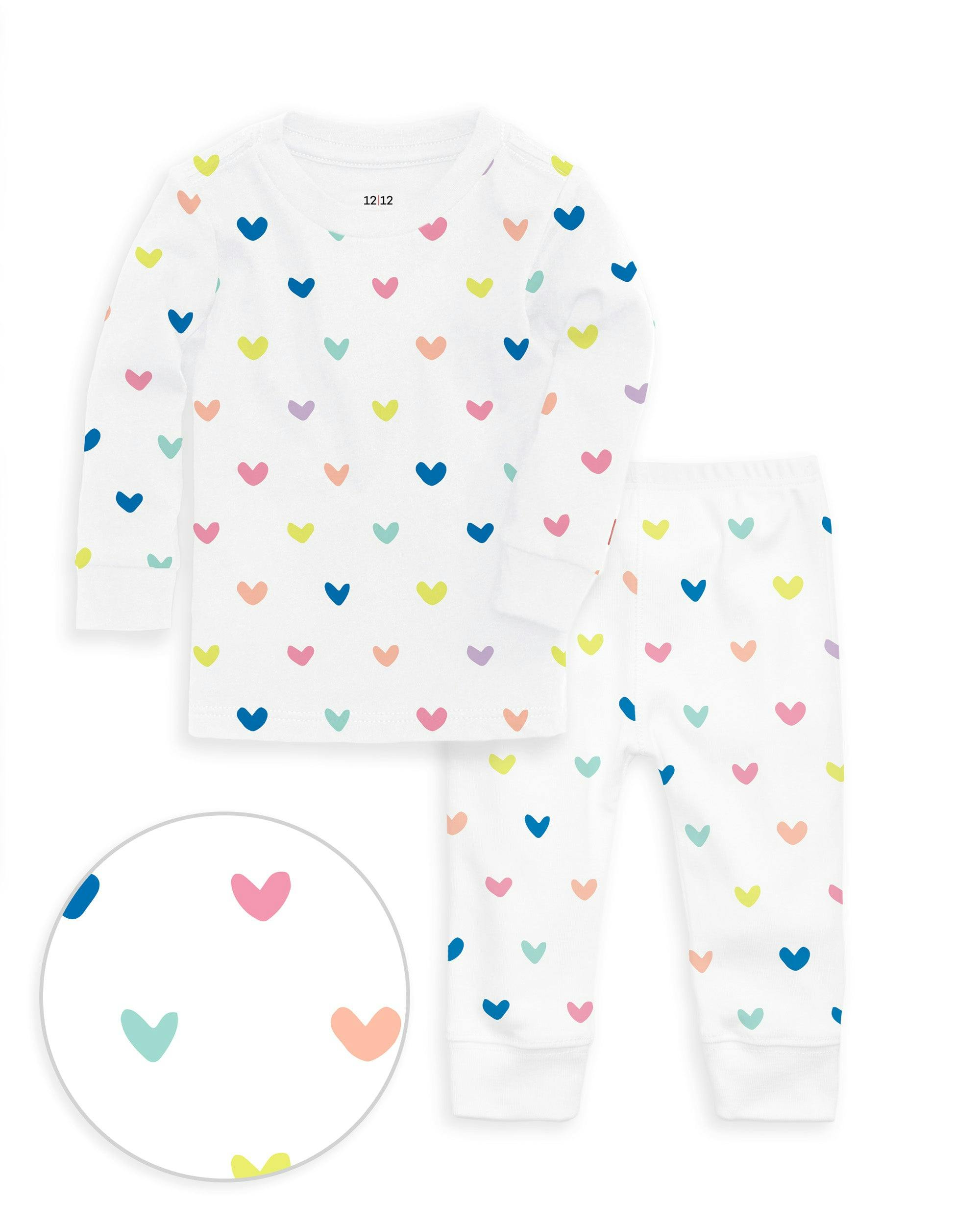 The Organic Long Sleeve Pajama Set [Rainbow Hearts]