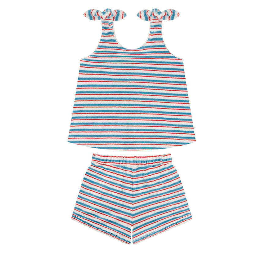girls jetty stripe french terry tie knot set