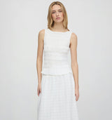 The Delphine Nap Skirt - White Crinkle Check