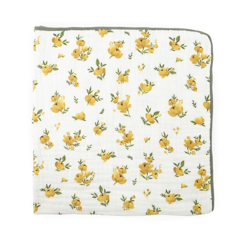 Original Organic Cotton Muslin Quilt - Yellow Roses