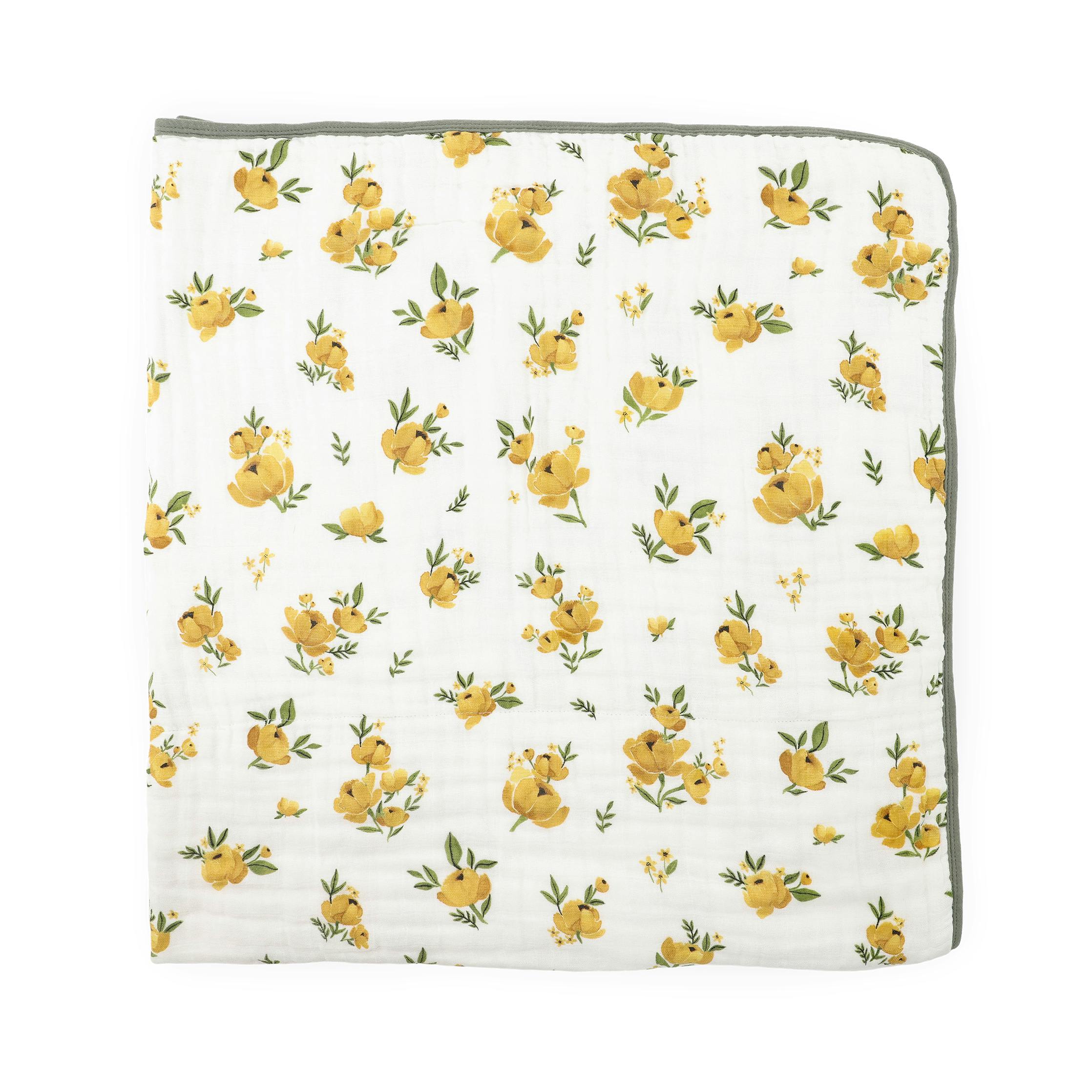 Original Organic Cotton Muslin Quilt - Yellow Roses