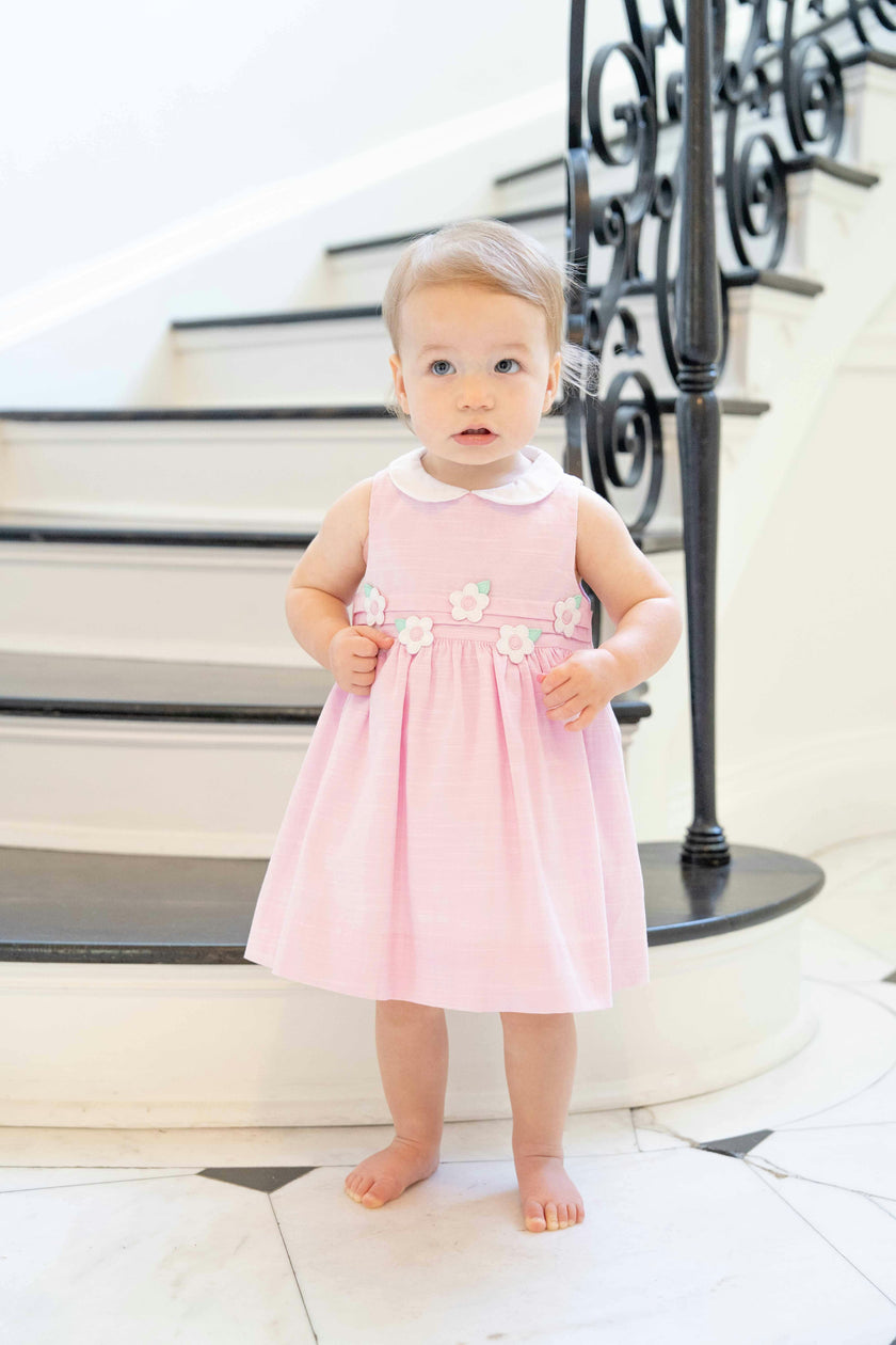 Linen Look Dress & Bloomer With Flowers