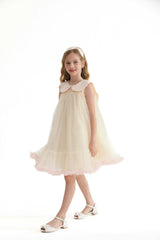 Champagne Caledonia Pleated Dress