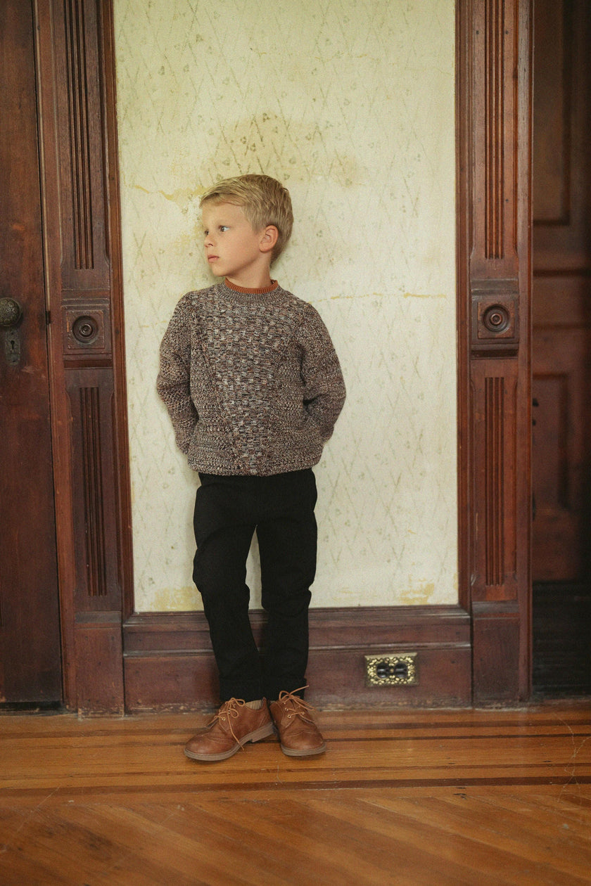Mixed Knit Mock Neck Top