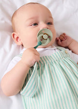 Wimbledon Stripe Button Detail Romper in Green (3mths-2yrs)