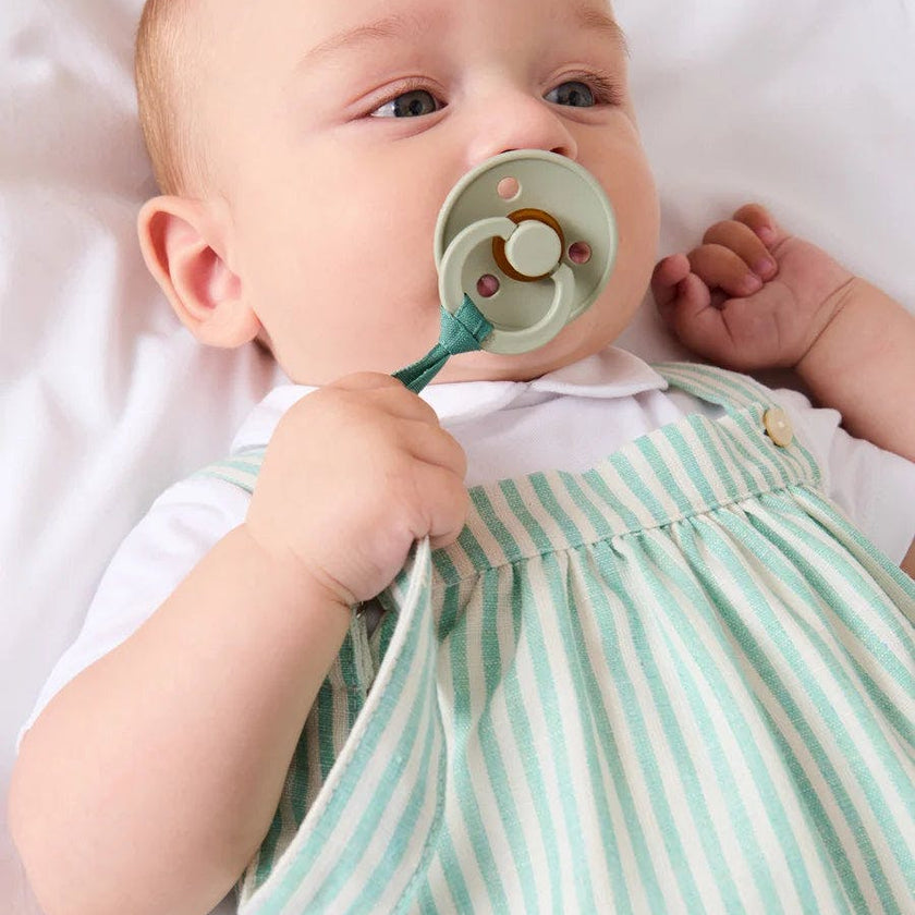 Wimbledon Stripe Button Detail Romper in Green (3mths-2yrs)