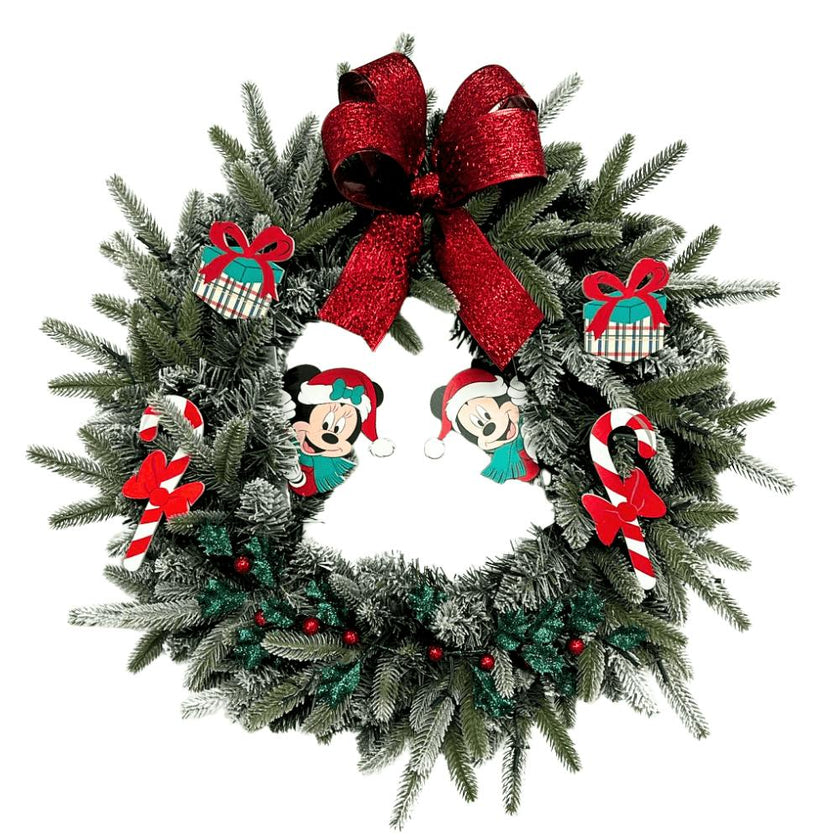Disney® Seasons Greetings Mickey Mouse and Minnie Mouse Christmas Wreath Pre-Lit