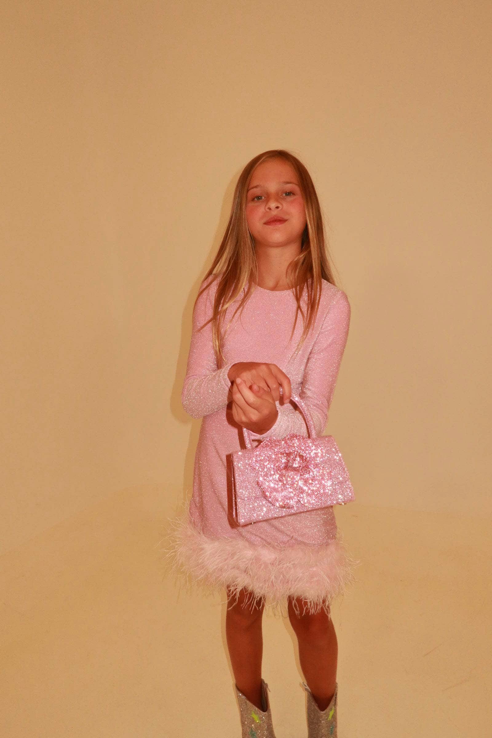 Pink Shimmer Feather Dress