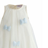 Cream & Blue Nayara Bow Dress