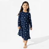Snowflake Bamboo Girls' Long Sleeve Dress