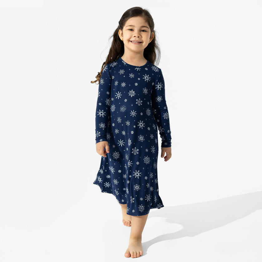 Snowflake Bamboo Girls' Long Sleeve Dress