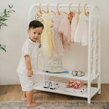 Handcrafted - Belle Kids Montessori Clothing Rack (White) - Rattan Wicker