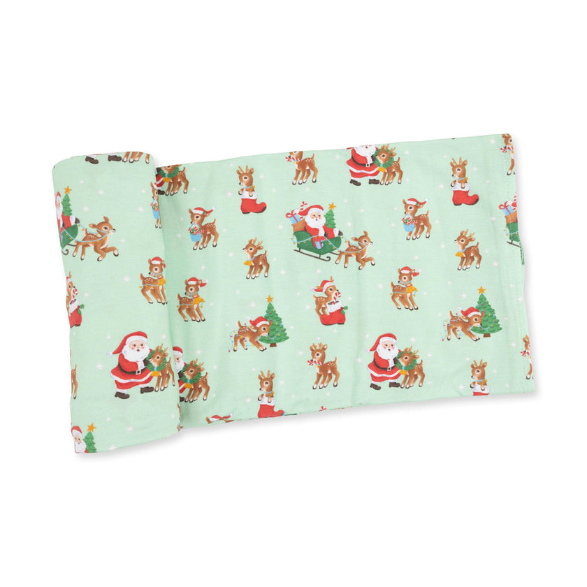 Vintage Reindeer & Santa Uni - Swaddle Blanket