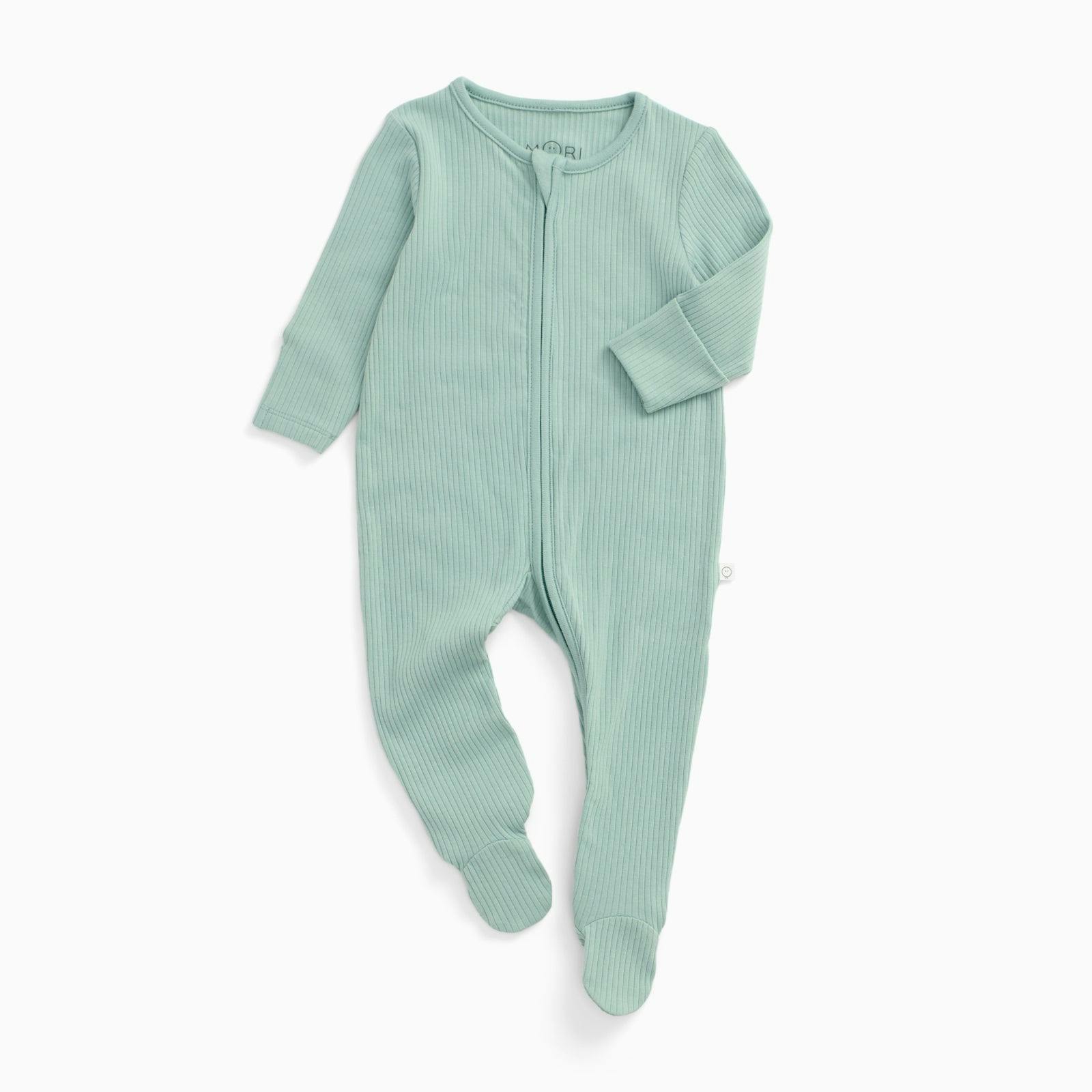 Ribbed Clever Zip Footed Baby Pajamas