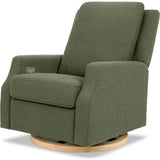 Crewe Electronic Recliner and Swivel Glider in Olive Boucle with Light Wood Base