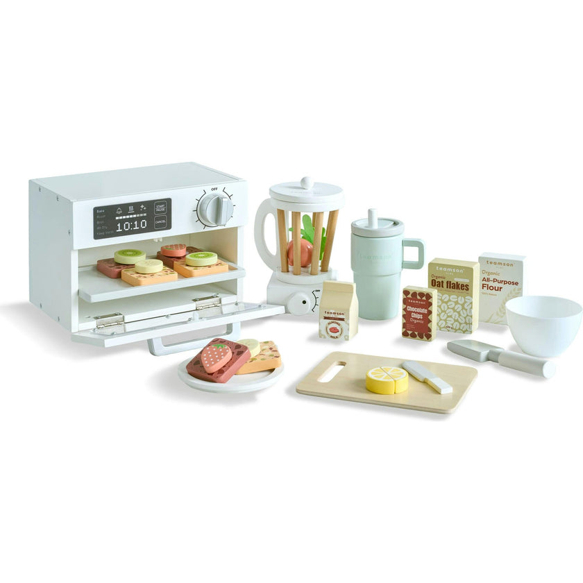 Teamson Kids Little Chef Santa Barbara Wooden Healthy Dessert Set with 27 Accessories