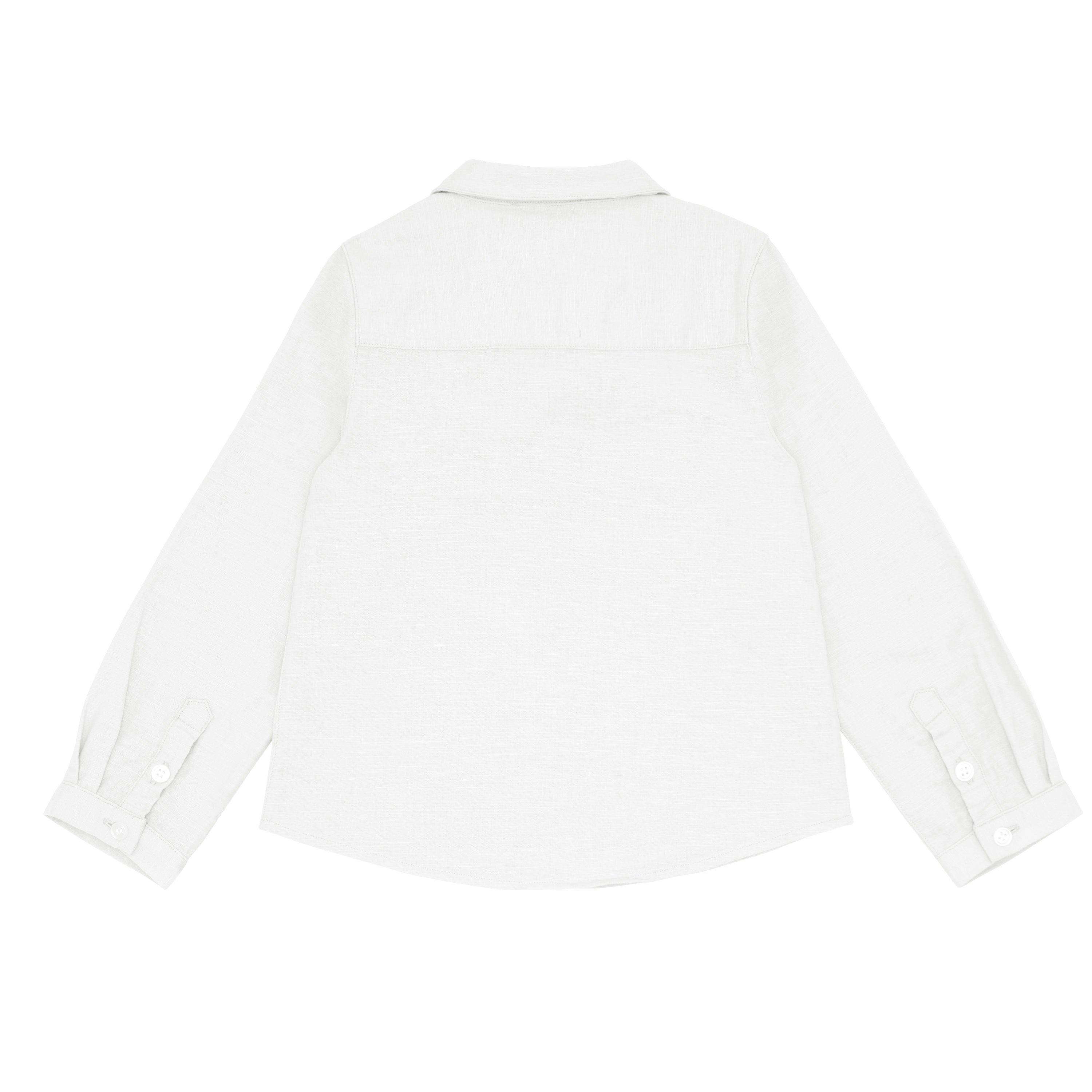 White Long Sleeve Pop Over Shirt
