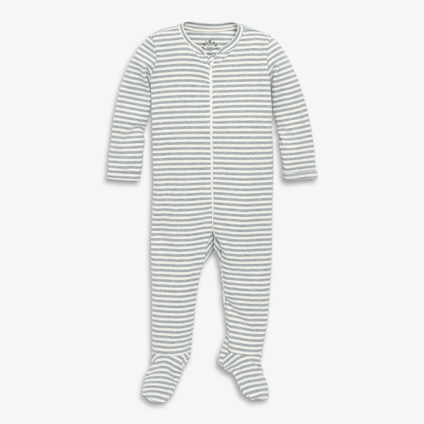 Baby organic zip footie in stripe