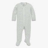 Baby organic zip footie in stripe
