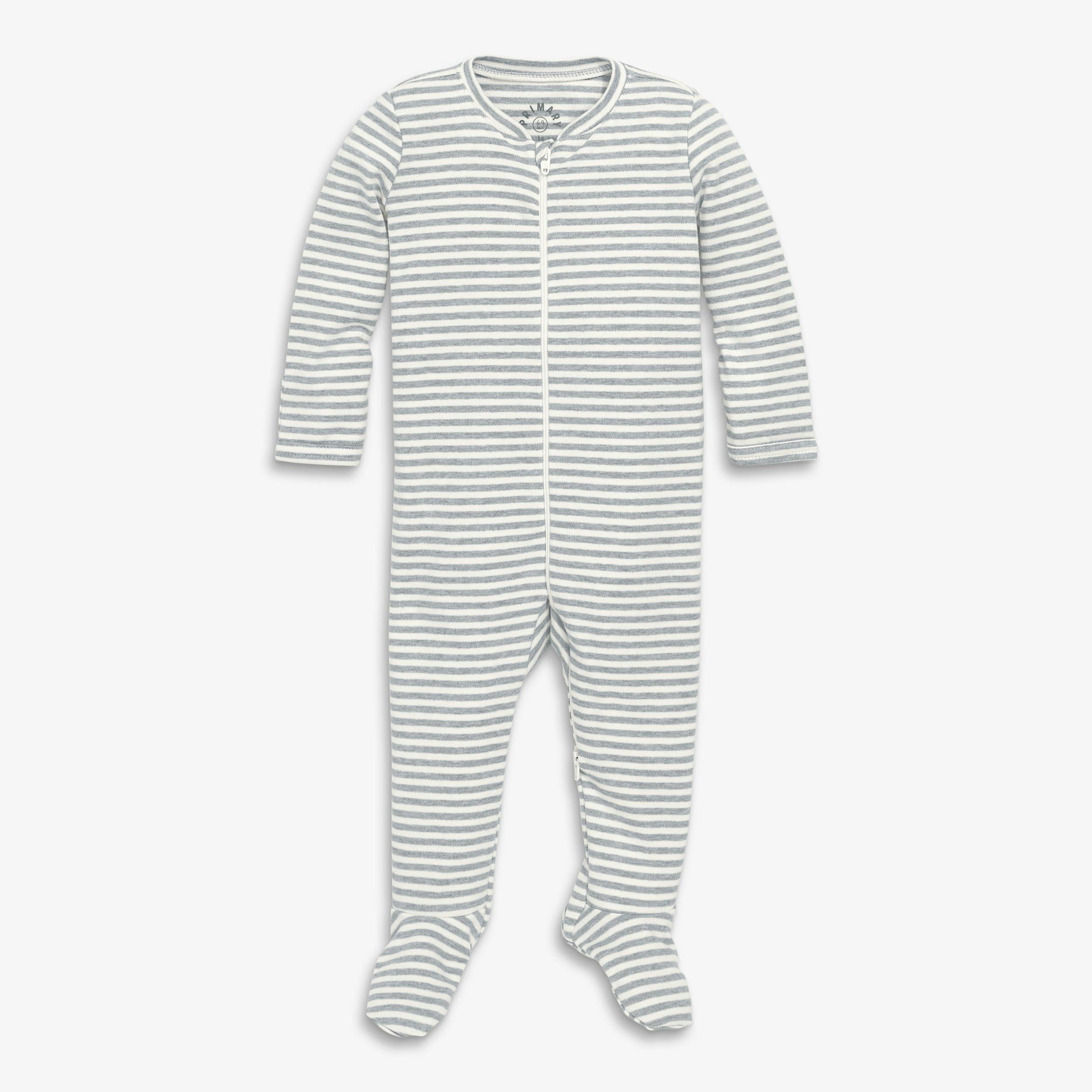 Baby organic zip footie in stripe