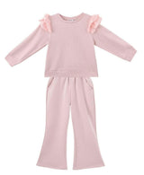 Pastel Pink Ruffle-Shoulder Set