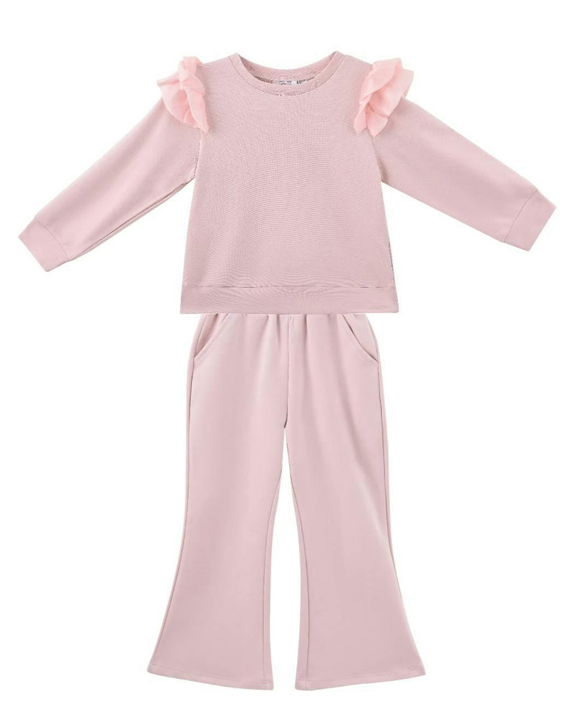 Pastel Pink Ruffle-Shoulder Set