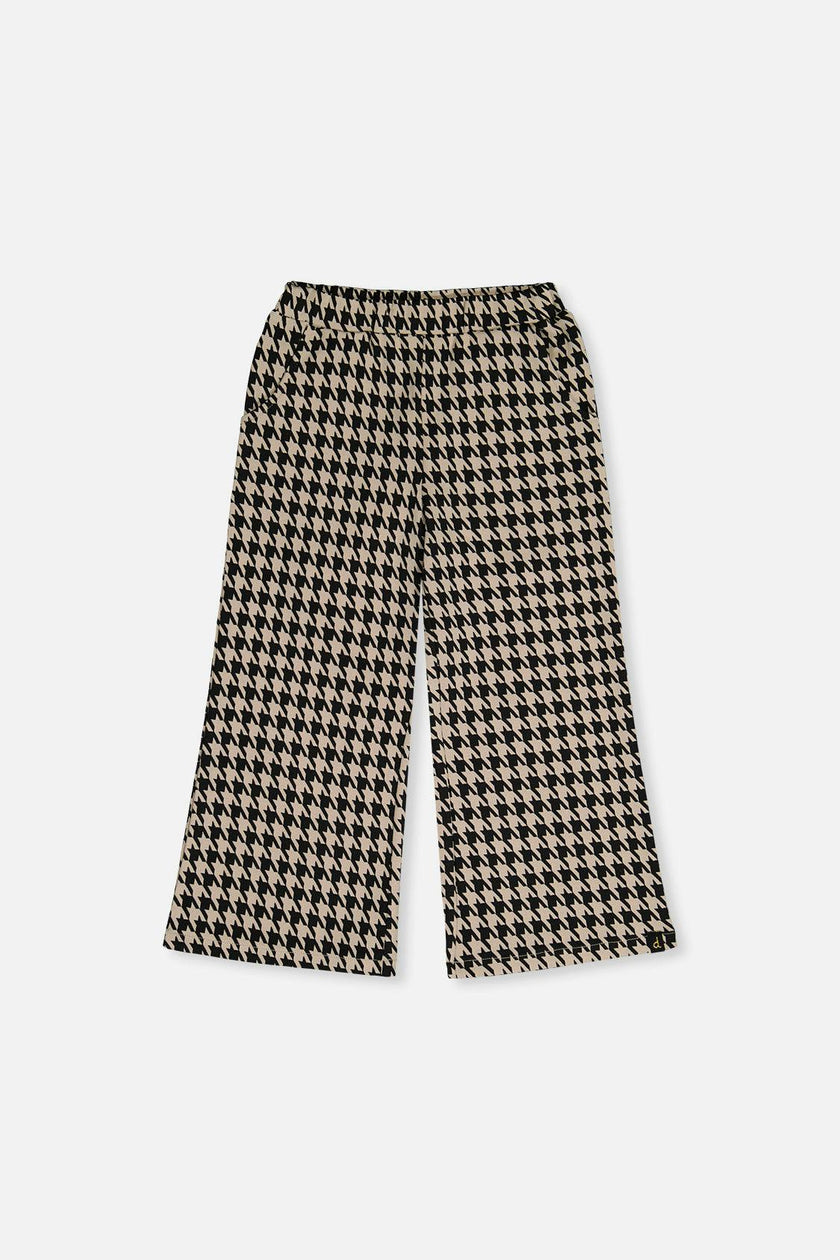 Flare Pants Black And Beige Houndstooth