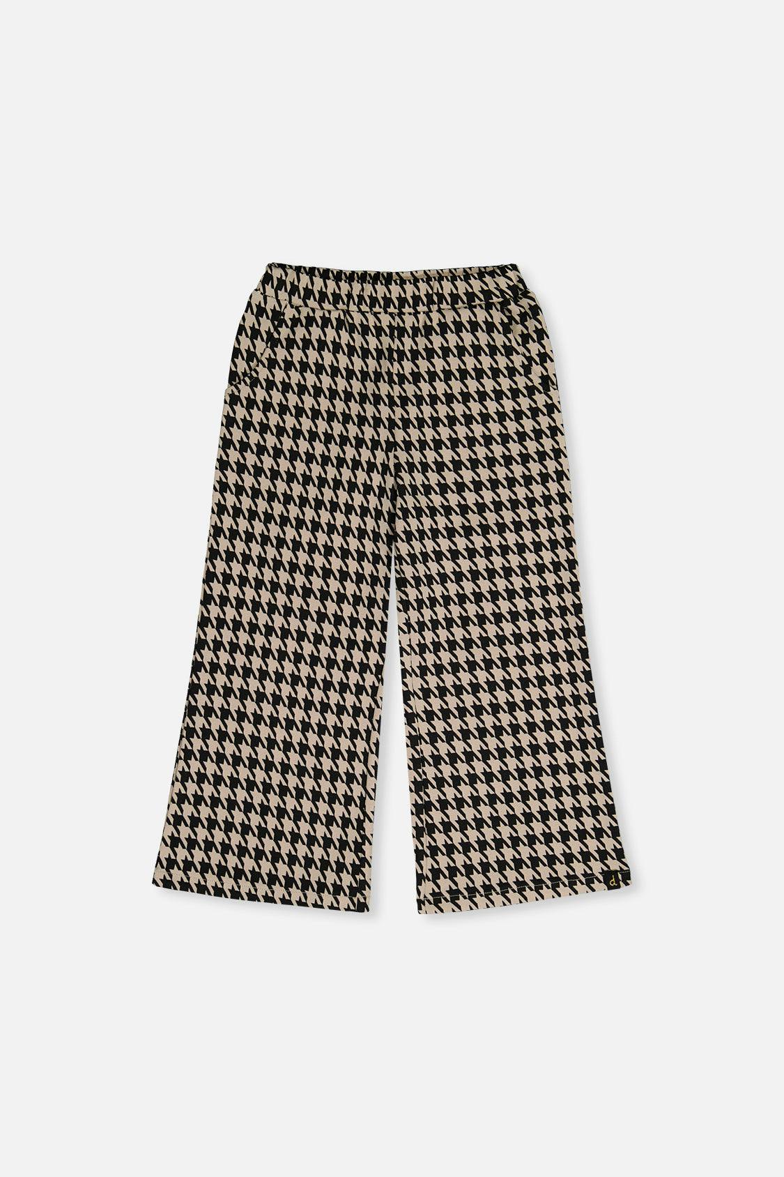 Flare Pants Black And Beige Houndstooth