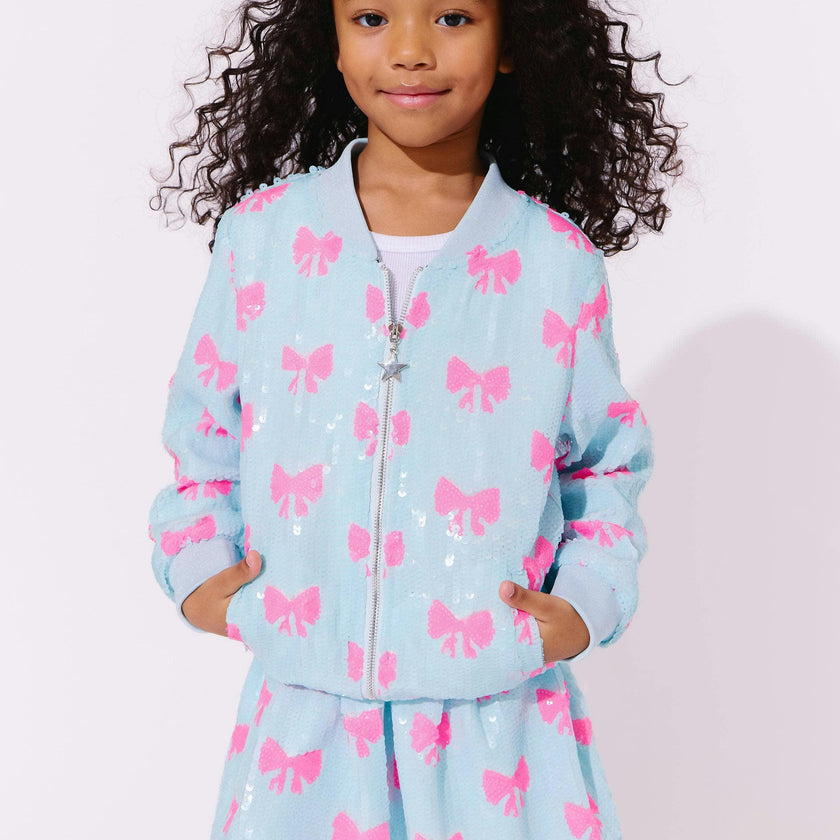 Pretty in Bows Sequin Bomber