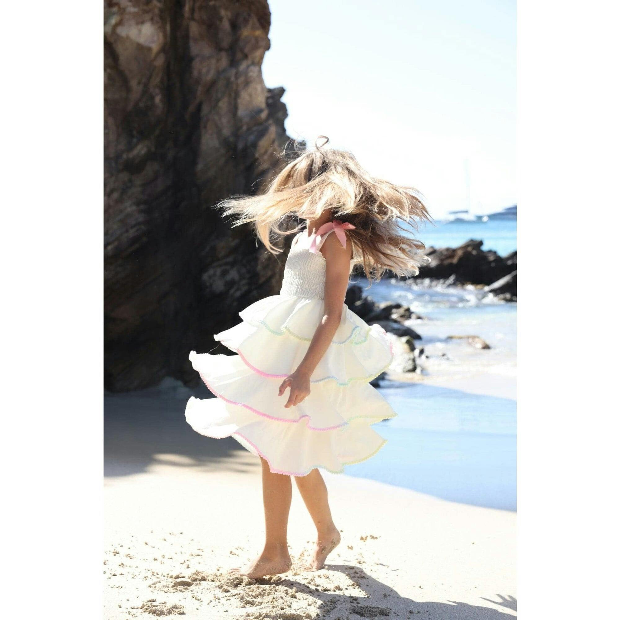 Rainbow Tiered Bow Dress