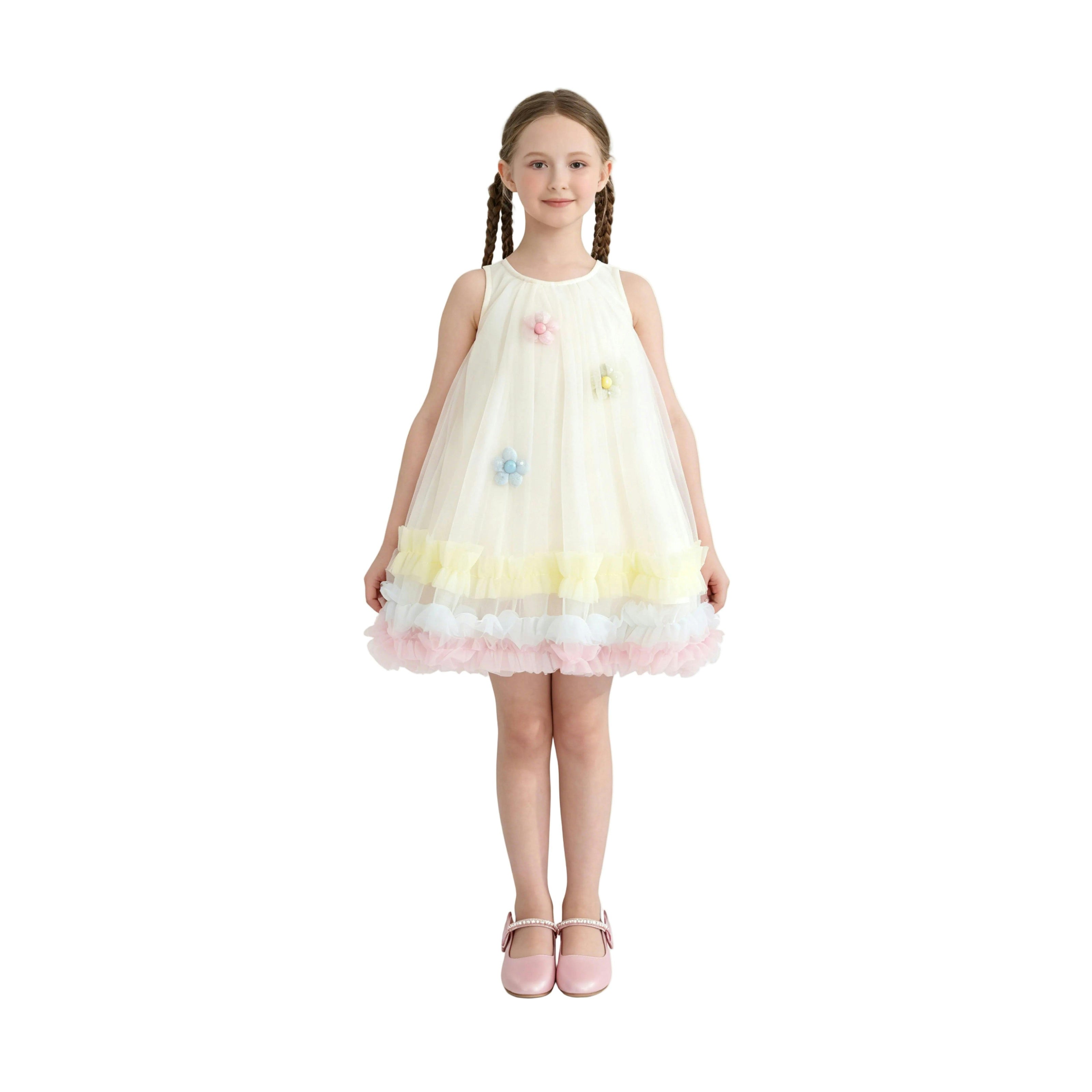 Cream Alessia Floral Tulle Dress