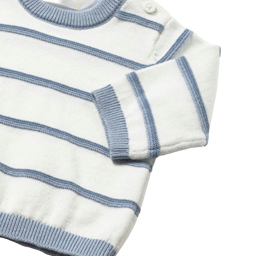 White & Blue Striped Sweater