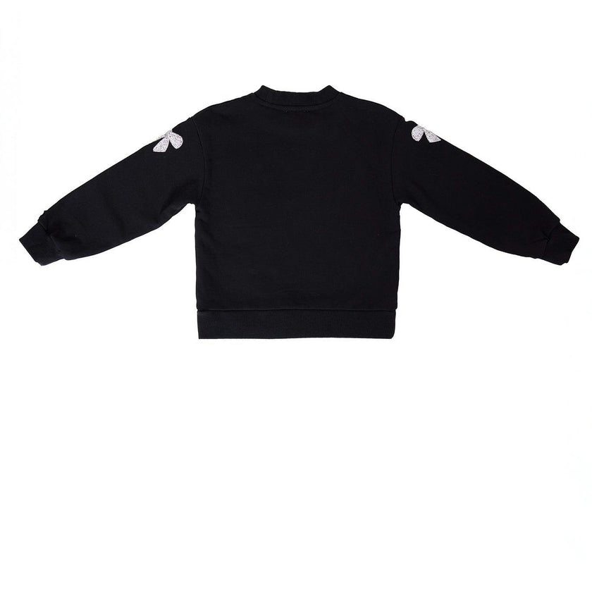 Mini Micah Crew Neck Sweatshirt in Black & Bows
