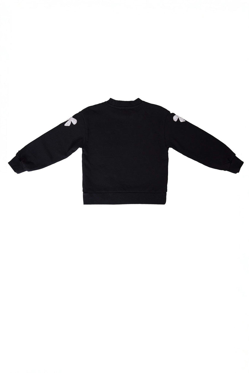 Mini Micah Crew Neck Sweatshirt in Black & Bows