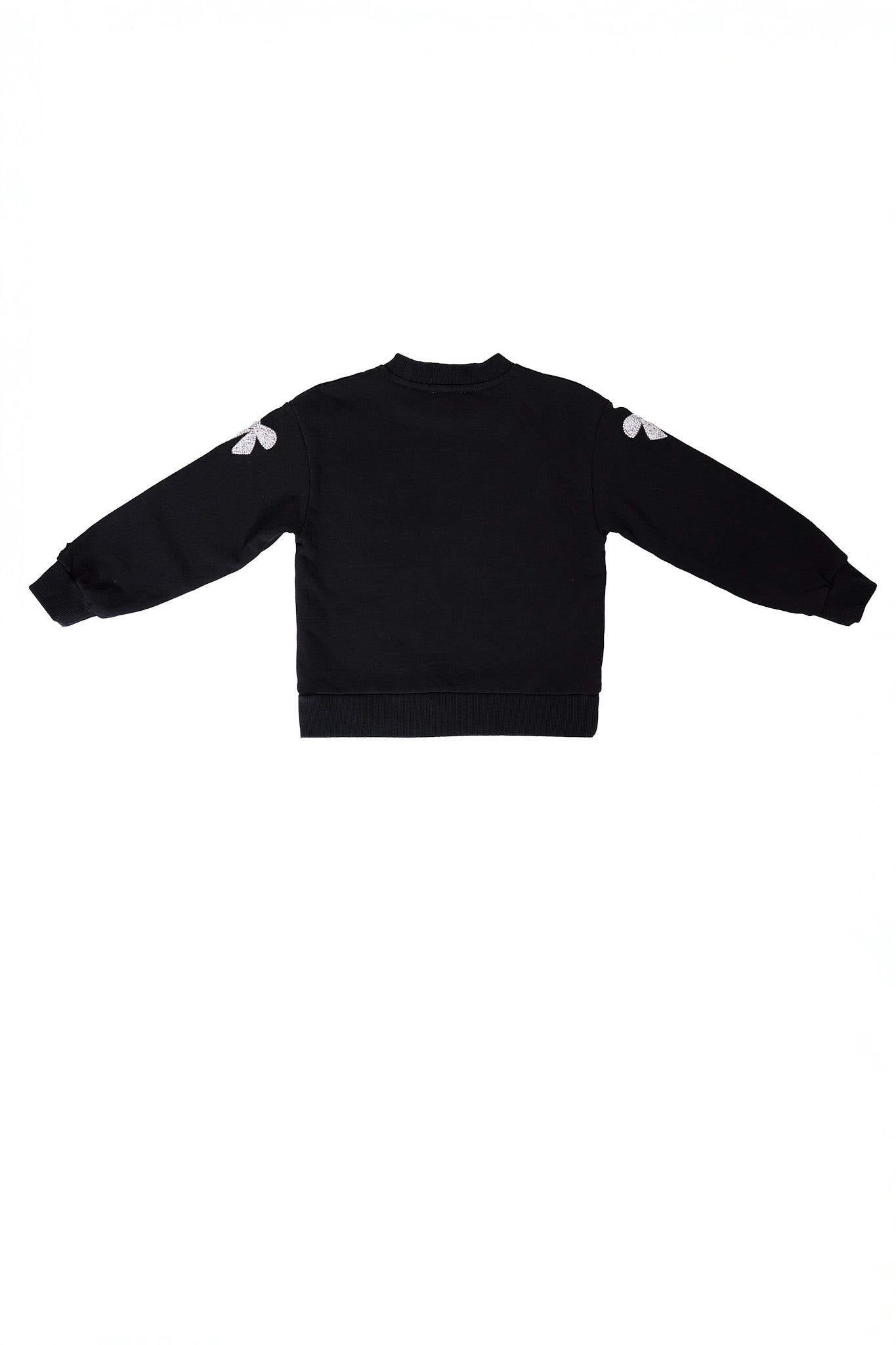 Mini Micah Crew Neck Sweatshirt in Black & Bows