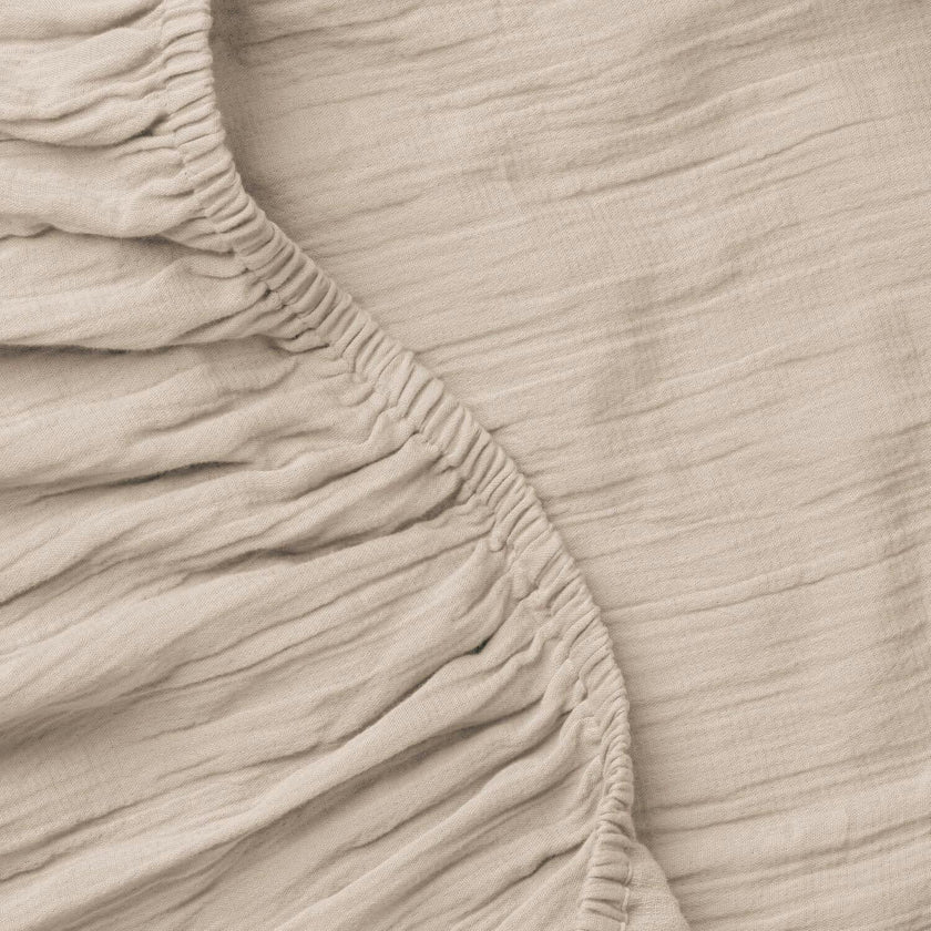 Calm Crinkled Comfort Fitted Sheet, Beige